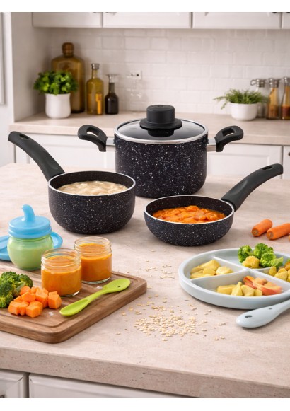 EMEL 12 Cm Mini Tencere Seti (EK GIDA MAMA SETİ)