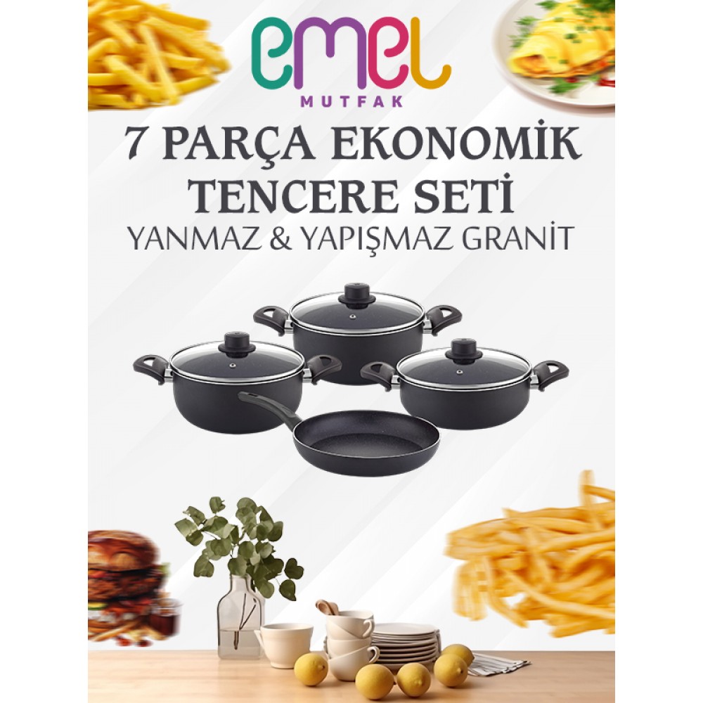 EMEL 7 Parça Ekonomik Tencere Seti
