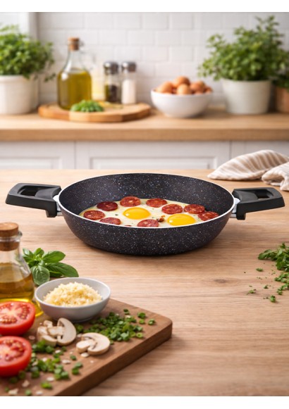 Emel 18 Cm Granit Omlet Tavası (SİYAH)