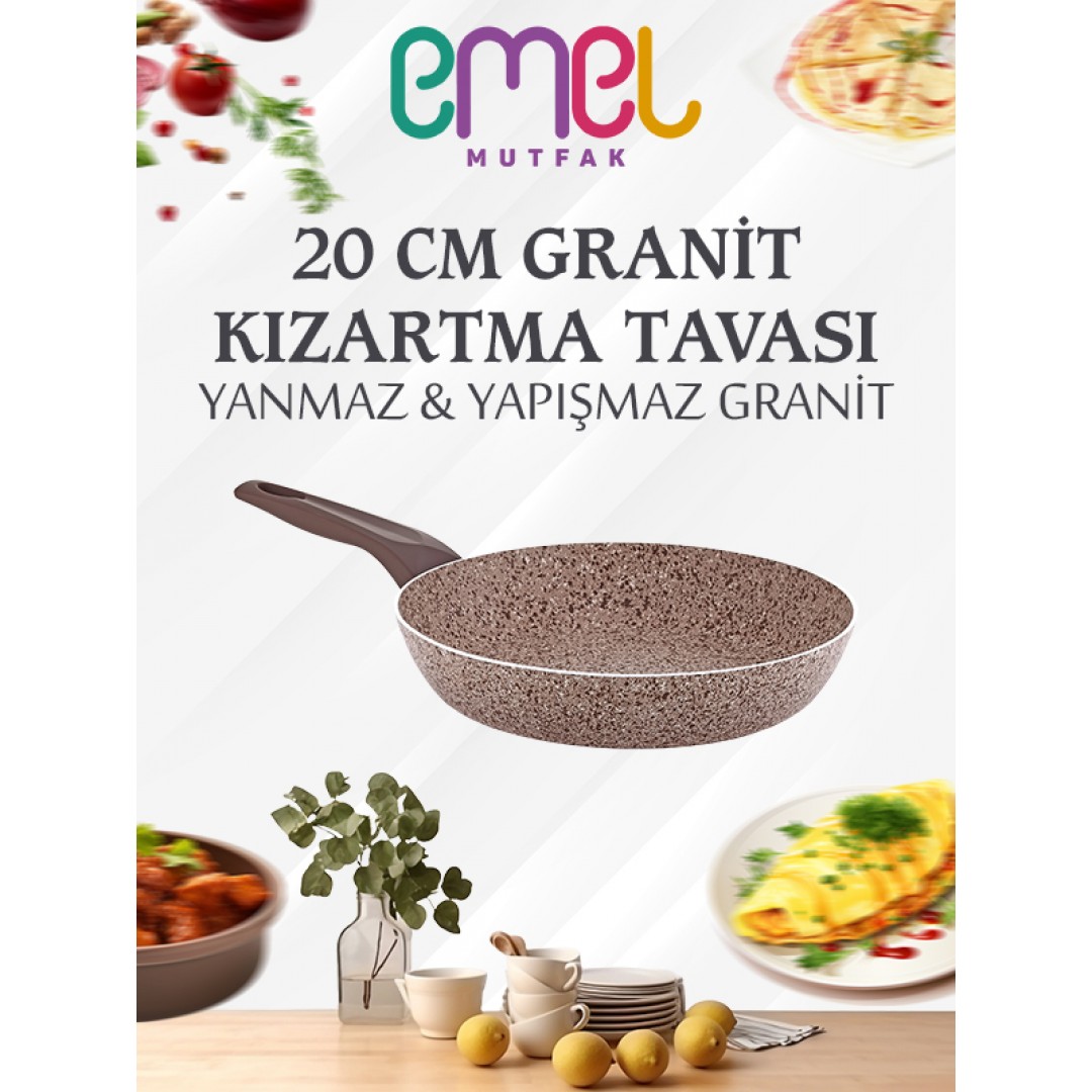 EMEL 20 Cm Granit Kızartma Tavası (BEJ)