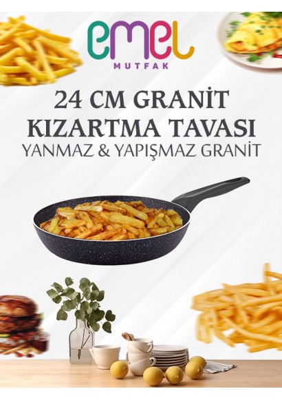 EMEL 24 Cm Granit Kızartma Tavası (SİYAH)