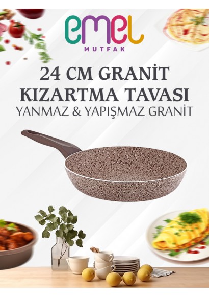 EMEL 24 Cm Granit Kızartma Tavası (BEJ)