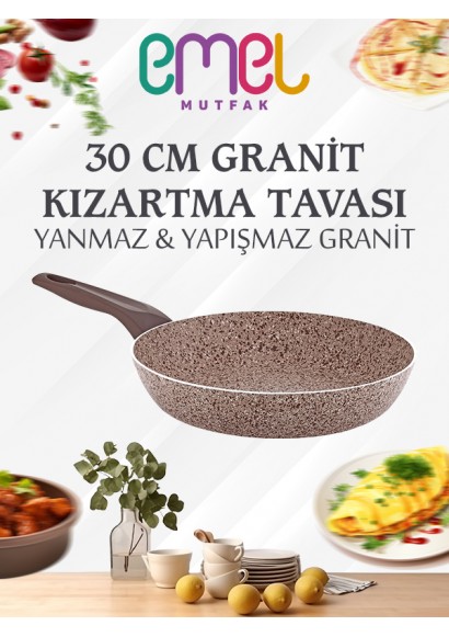 EMEL 30 Cm Granit Kızartma Tavası (BEJ)