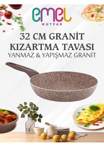 EMEL 32 Cm Granit Kızartma Tavası (BEJ)
